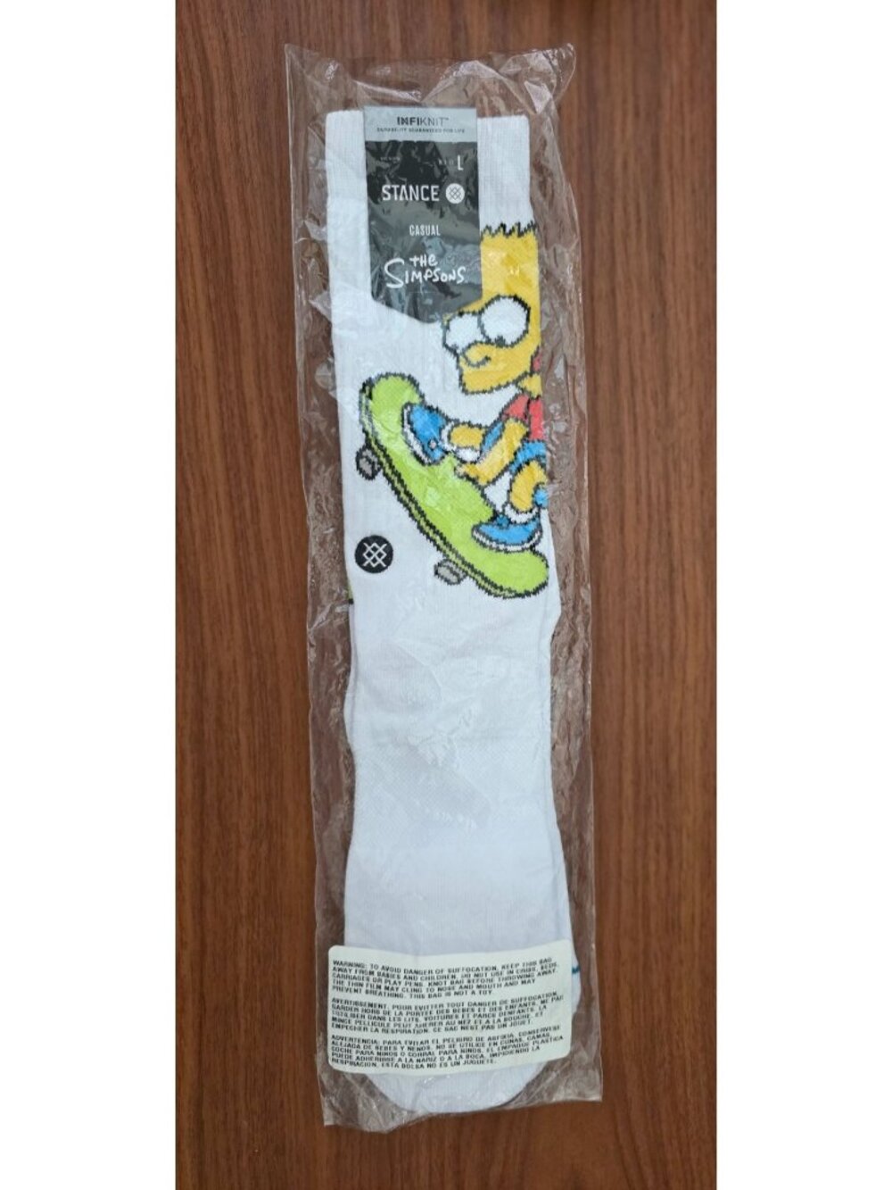 NEW Stance x The Simpsons Bart Simpson Skating White Crew Socks Sz L (9-13)